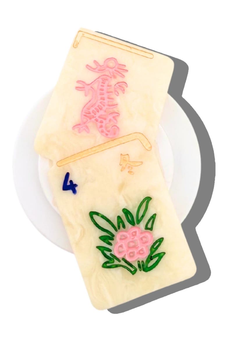 Hand Painted Flower Mahjong Phone Grip, Main, color, PINK