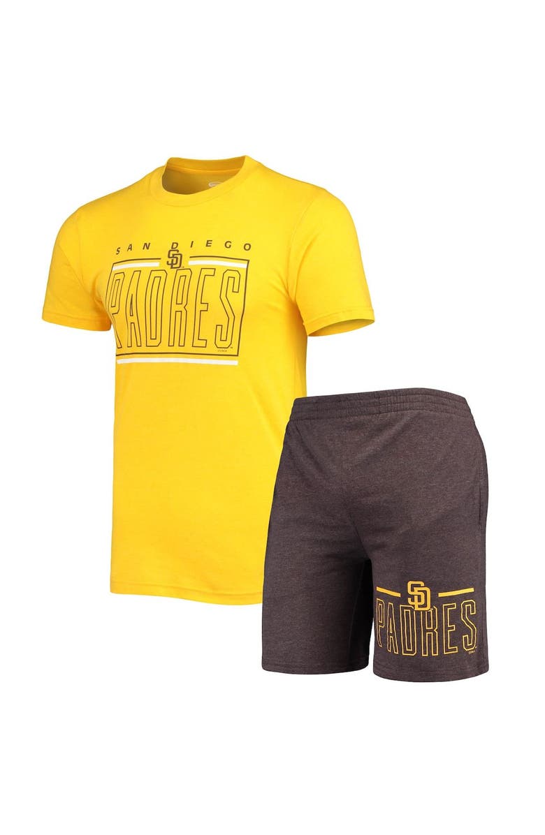 CONCEPTS SPORT Men's Concepts Sport Brown/Gold San Diego Padres Meter T-Shirt and Shorts Sleep Set, Alternate, color,