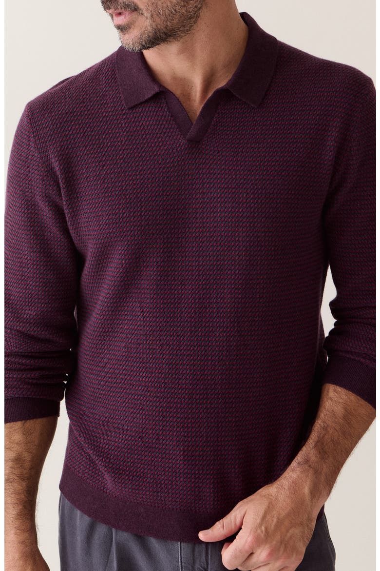 Liam Johnny Collar Polo Sweater, Main, color, BURGUNDY