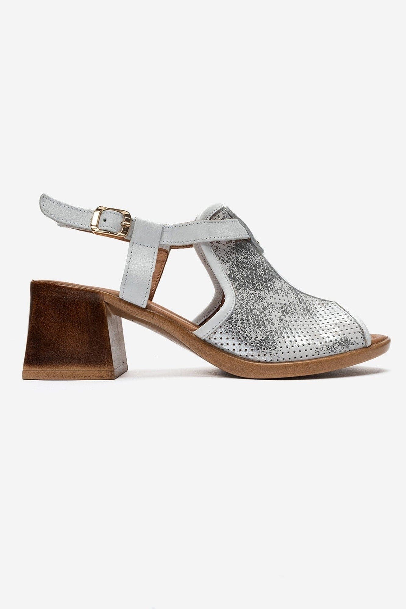 Janelle Leather Block Heel Sandal, Alternate, color, White Glitter