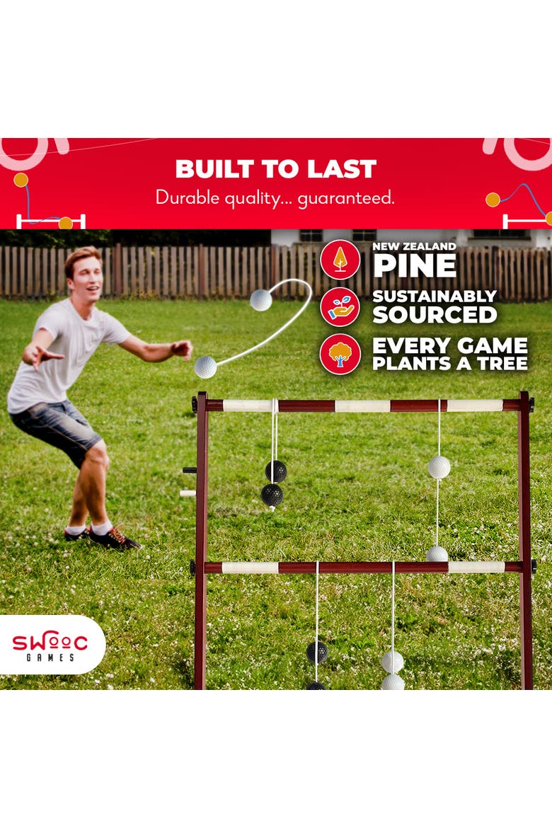 Wooden Ladder Ball Game Set, Alternate, color, Brown