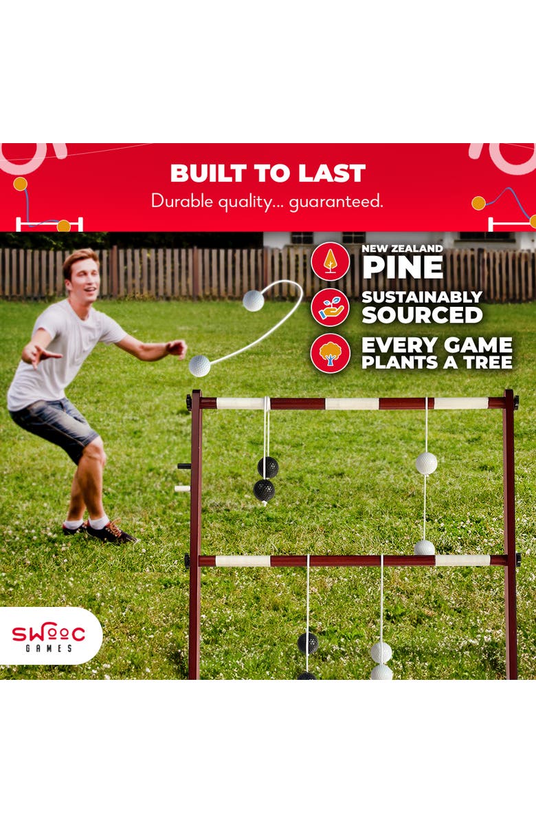 Swooc Games Wooden Ladder Ball Game Set, Alternate, color, Brown