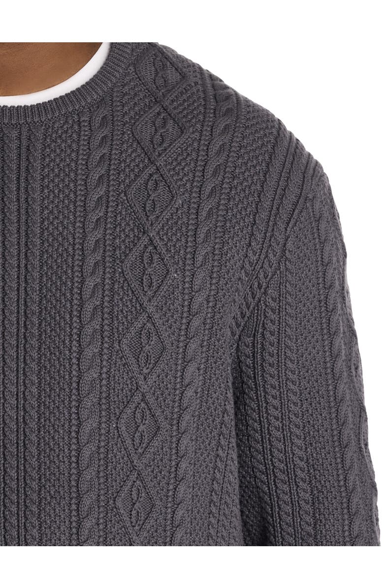 Oak Hill by DXL Big & Tall Cable Crewneck Sweater, Alternate, color, Blackened Pearl