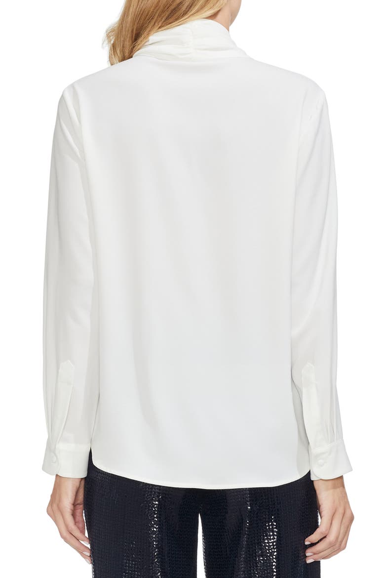 Tie Neck French Crepe Blouse, Alternate, color, PEARL IVORY