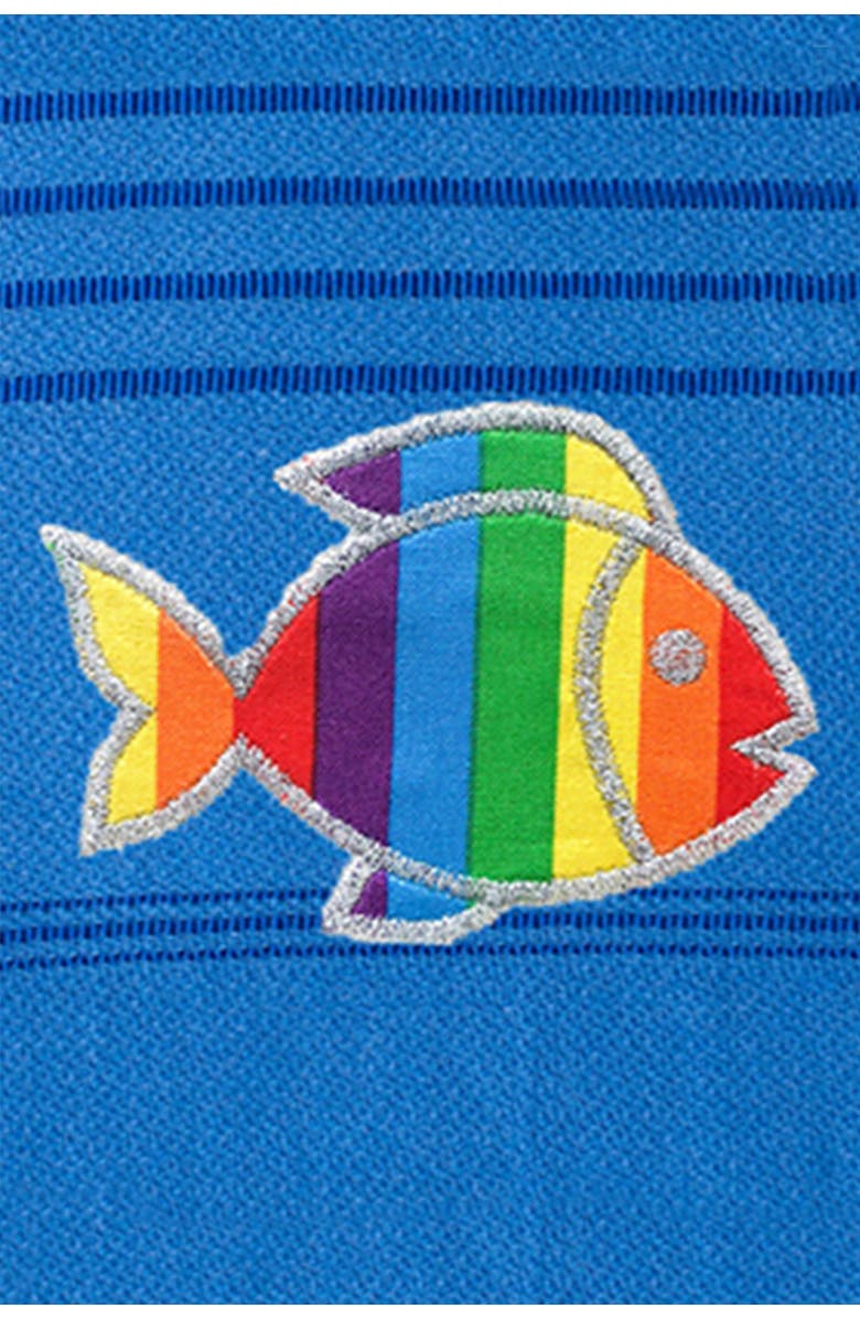 Linum Home Textiles 100% Turkish Cotton Summer Fun Sparkling Rainbow Fish Pestemal Beach Towel - Royal Blue, Alternate, color, 