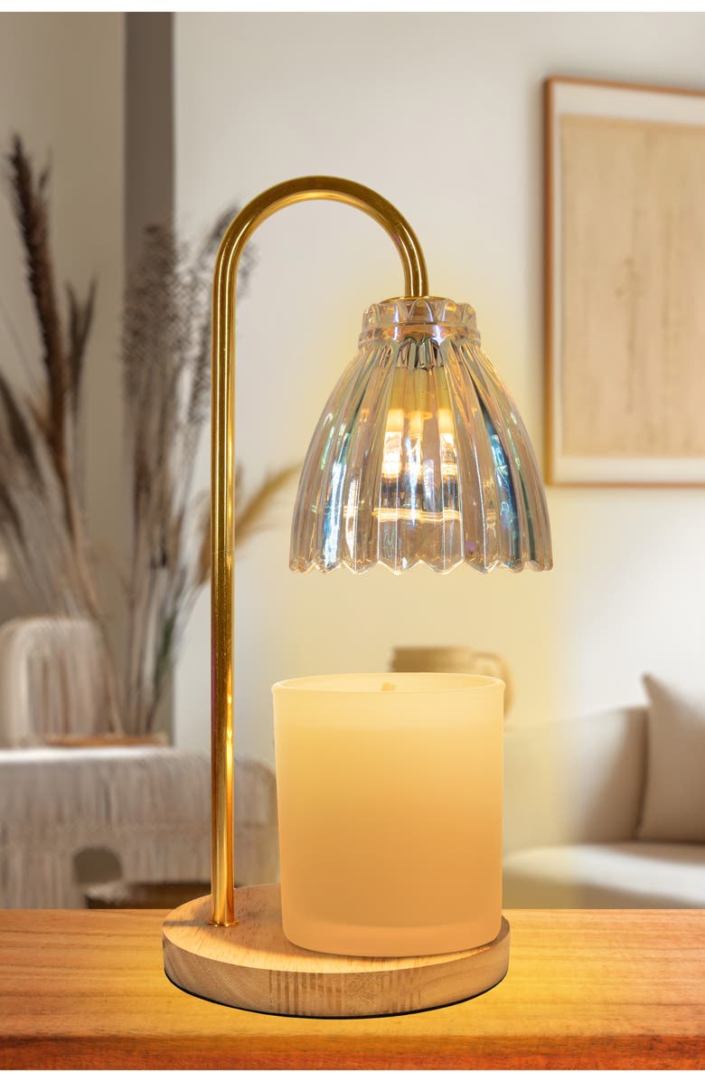 Luze Le Pearl Candle Warmer Lamp, Alternate, color, Gold/Pearl/Wood