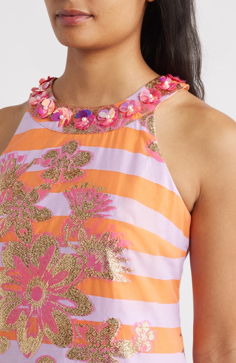 Lilly Pulitzer<sup>®</sup> Ashlynn Metallic Cotton Blend Cocktail Dress, Alternate, color, Papaya