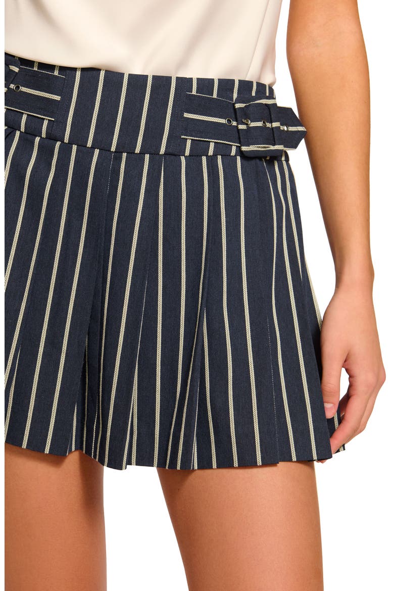Samie Stripe Pleated Miniskirt, Alternate, color, NAVY CANVAS