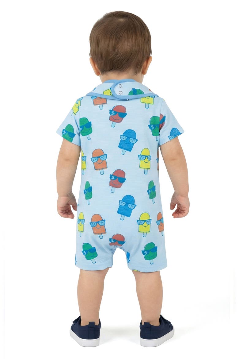 Print Romper & Bib Set, Alternate, color, BLUE ICE POP