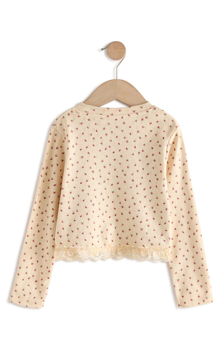 NEXT Kids' Floral Lace Hem Cotton T-Shirt, Alternate, color, Floral Multi