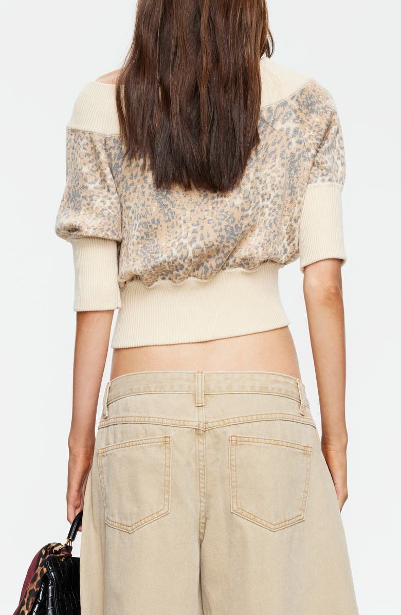 LIONESS Adriana Off the Shoulder Sweater, Alternate, color, Leopard