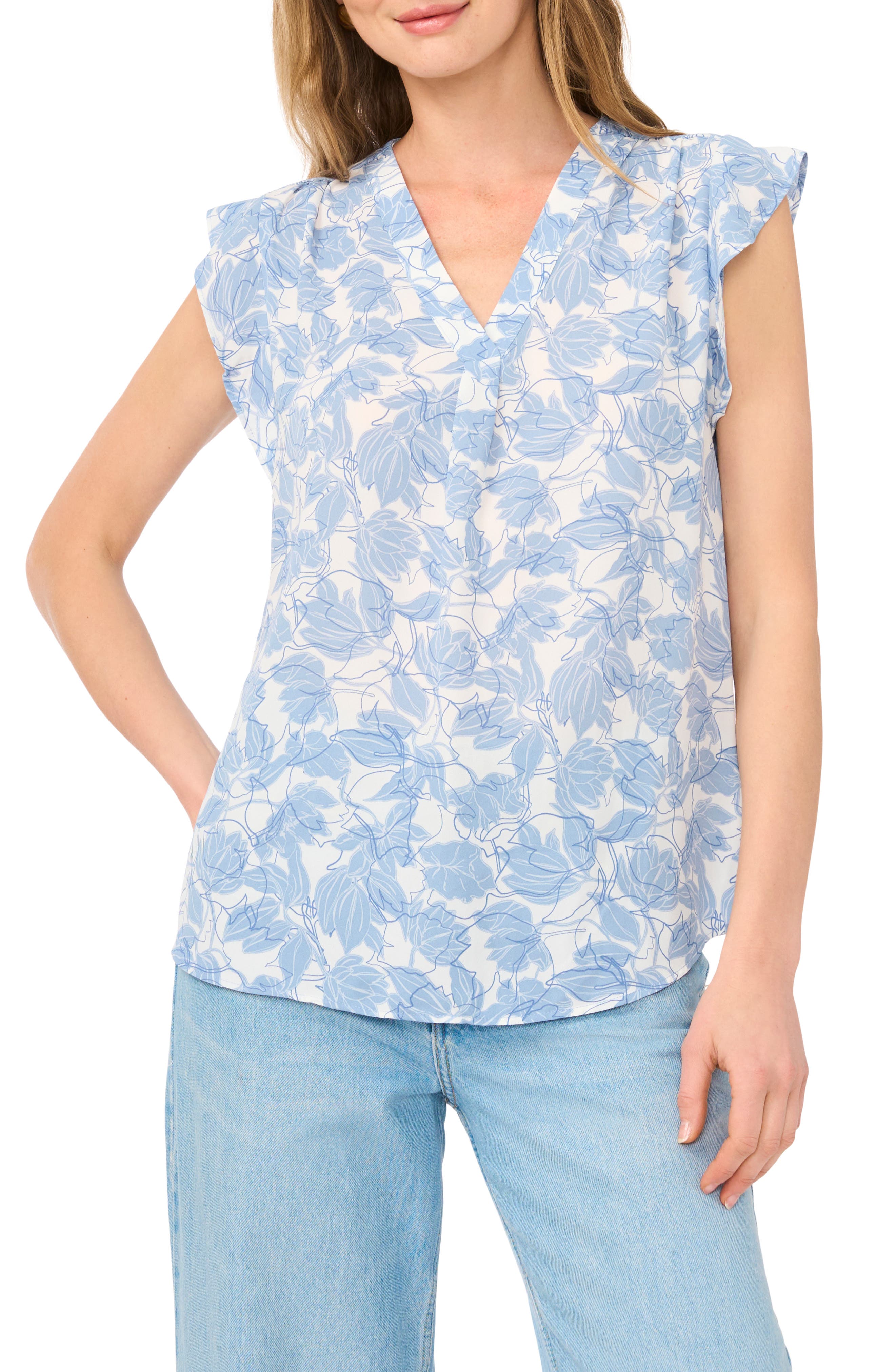Vince Camuto Flutter Sleeve Top