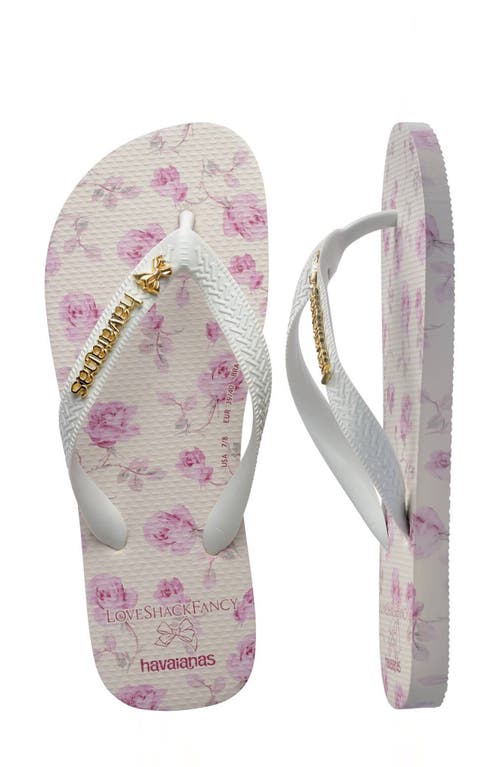 Havaianas X Loveshackfancy Top Ribbon Flip Flop In Beige