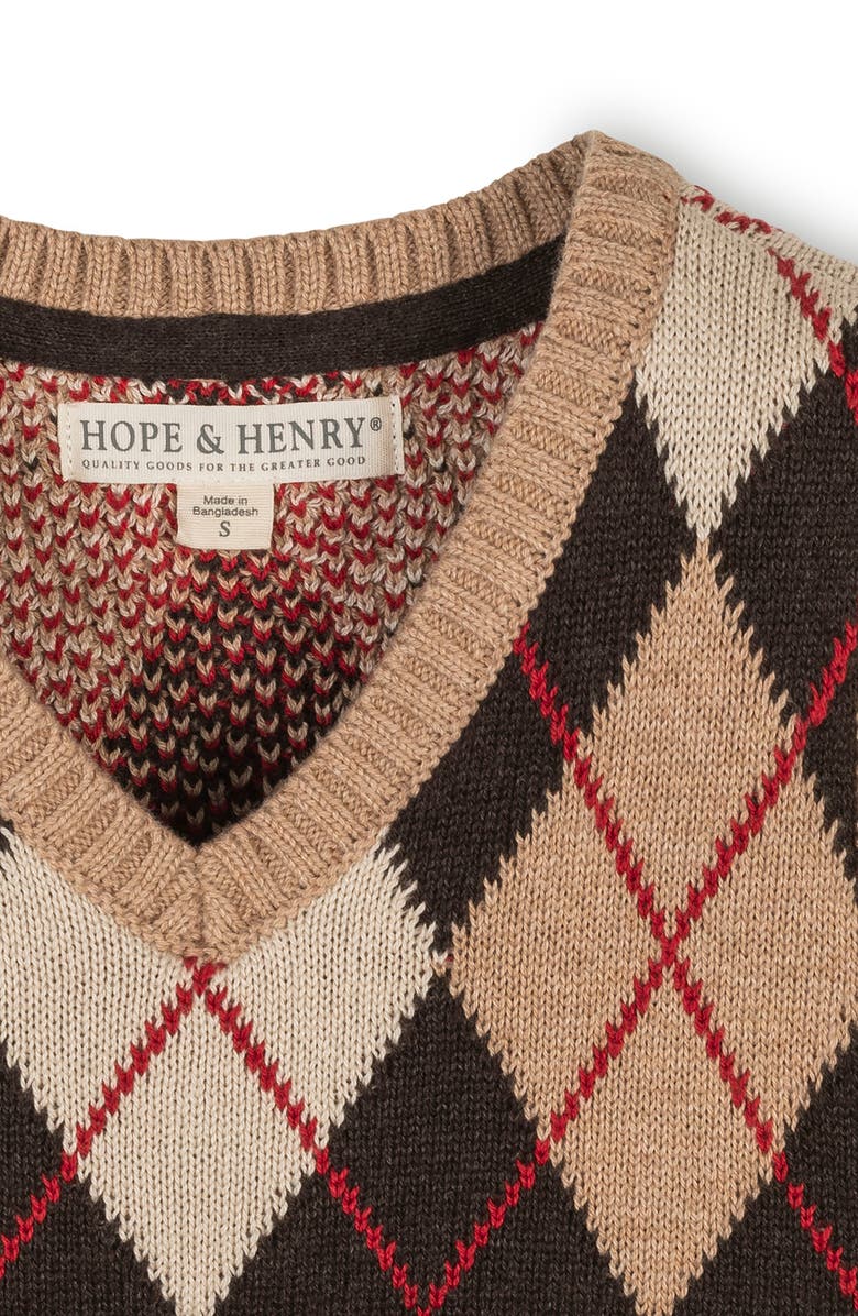Hope & Henry Organic V-Neck Argyle Sweater Vest, Alternate, color, Fireside Argyle