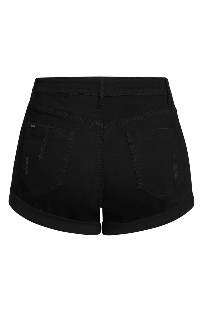 City Chic Distressed Cuff Denim Shorts, Alternate, color, 