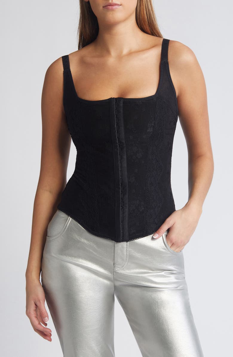 Mistress Rocks Lace Trim Corset Top, Main, color, 