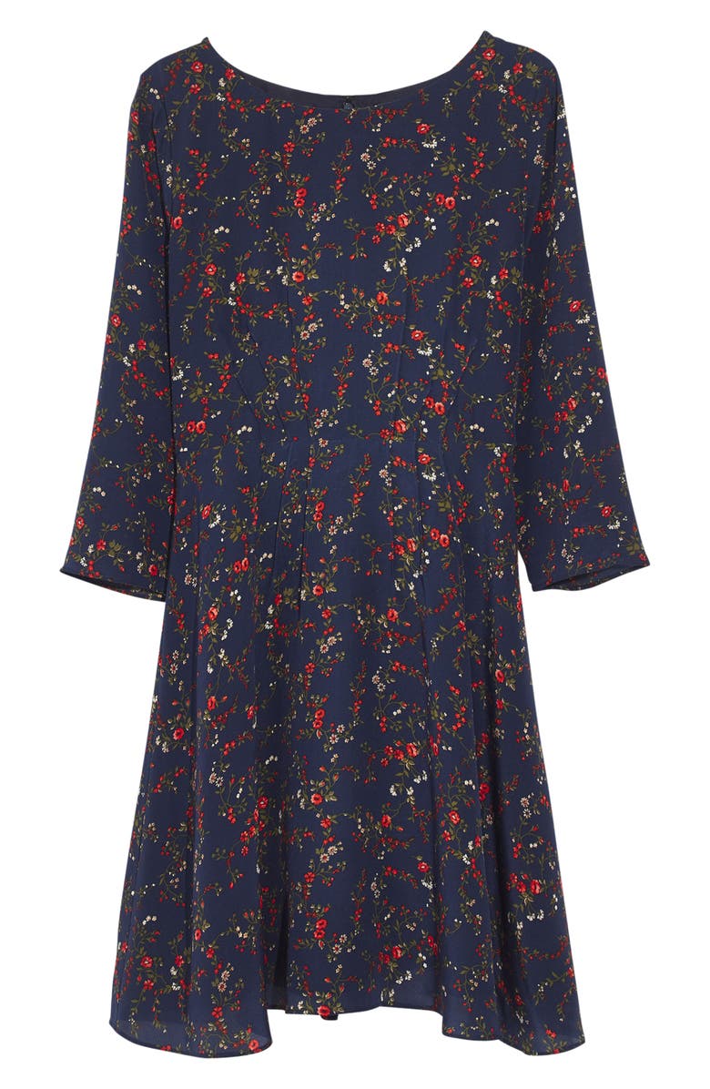 Madewell Boat Neck Pintuck Silk Dress, Alternate, color, 