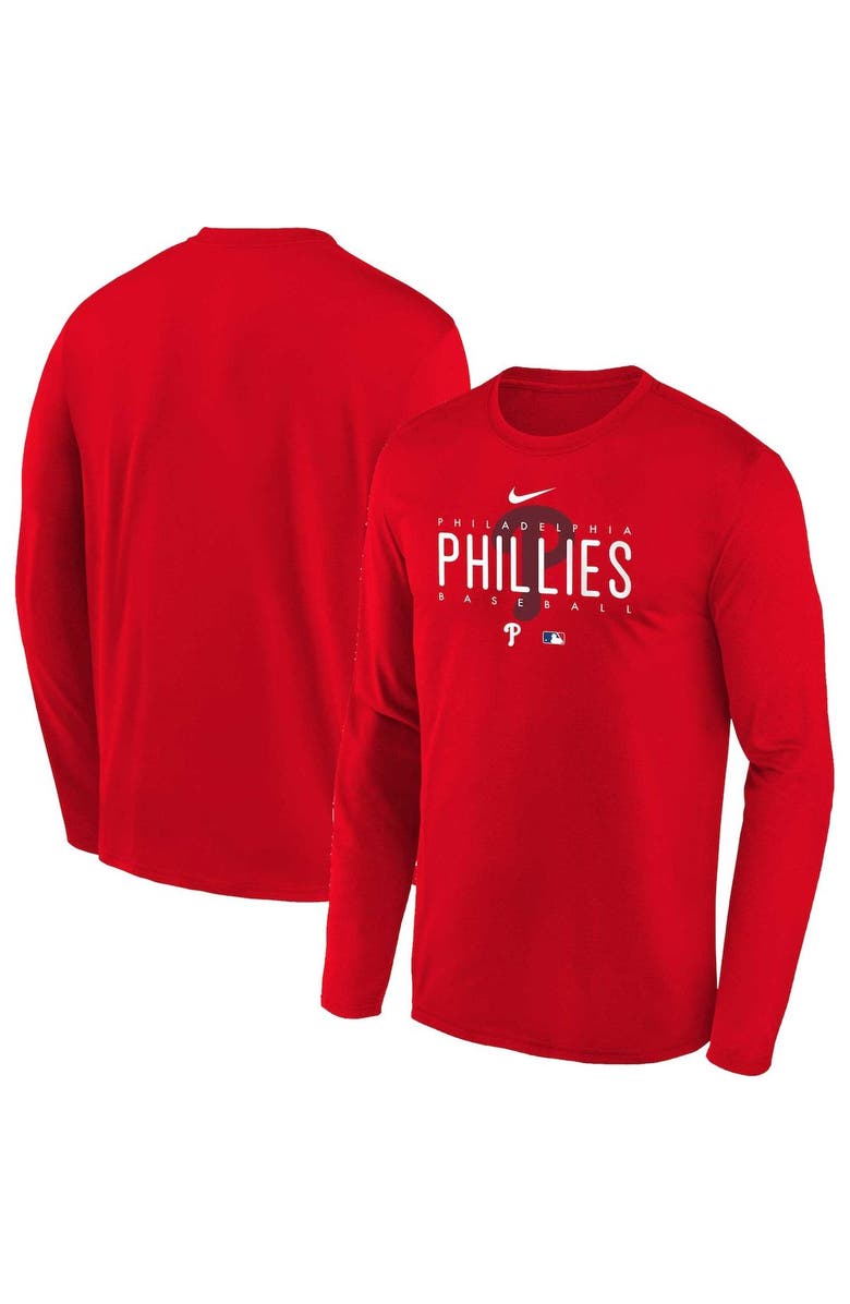 Nike Youth Nike Red Philadelphia Phillies Authentic Collection Legend Performance Long Sleeve T-Shirt, Alternate, color, 