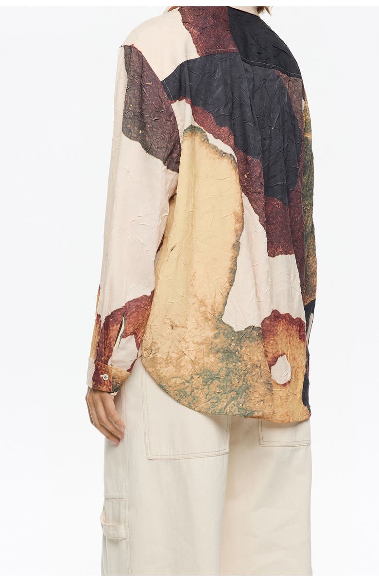 Bimba y Lola Abstract Crinkled Shirt, Alternate, color, Abstract Light Yellow