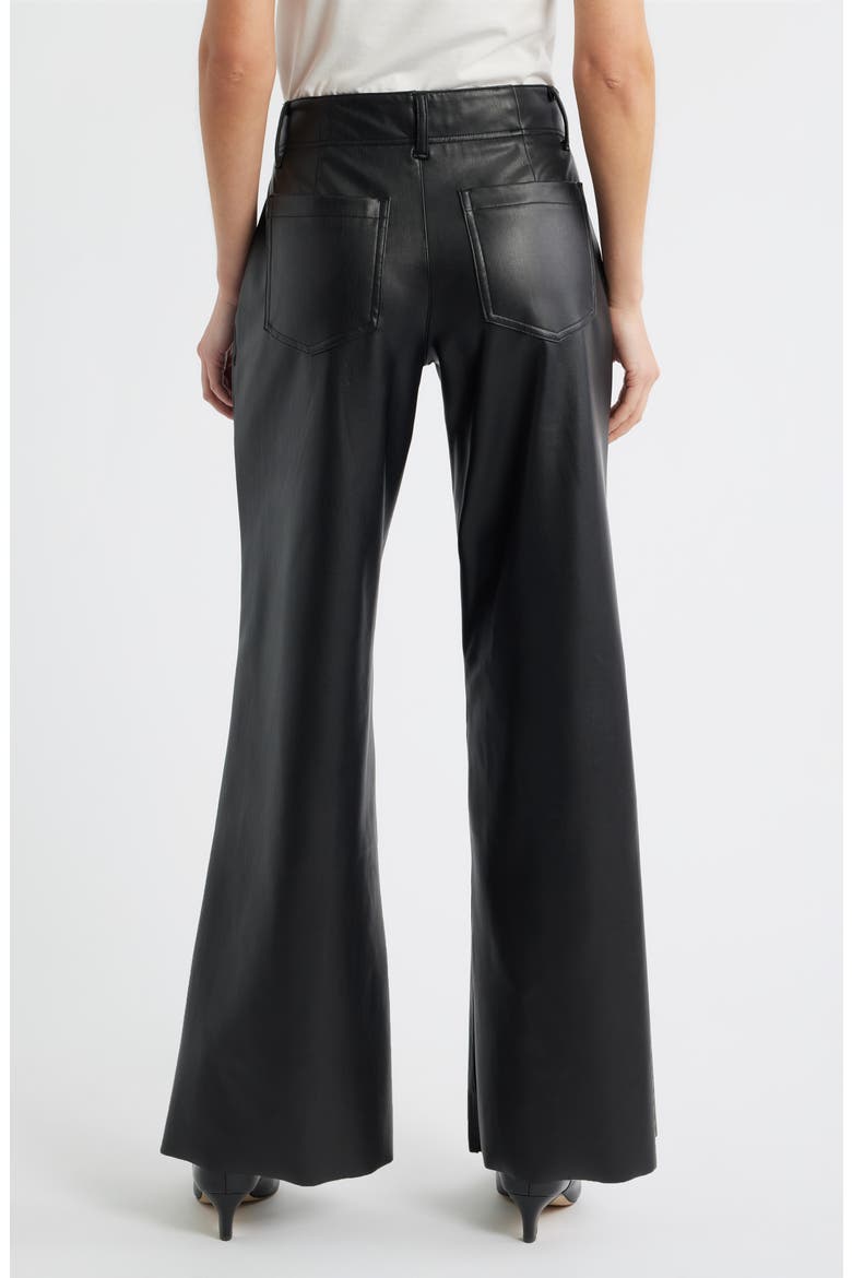 Pintuck Faux Leather Wide Leg Pants, Alternate, color, BLACK