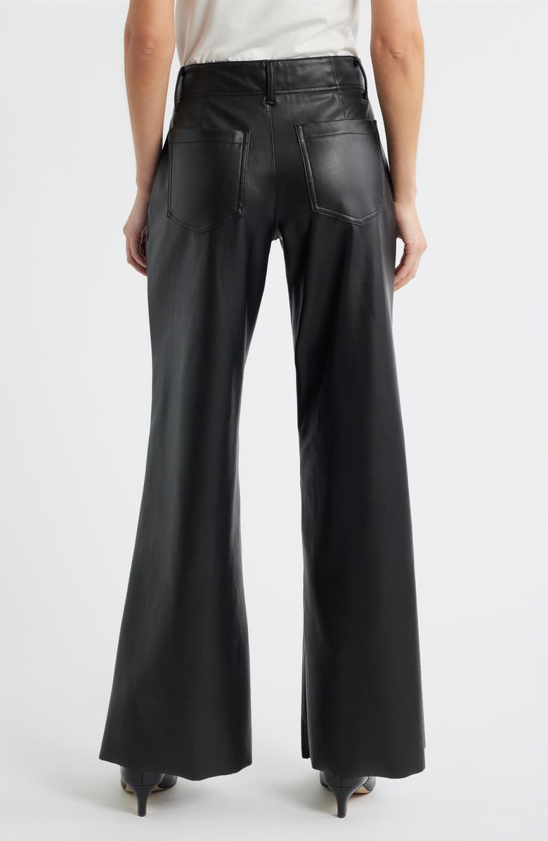 CITY BLUES Pintuck Faux Leather Wide Leg Pants, Alternate, color, Black