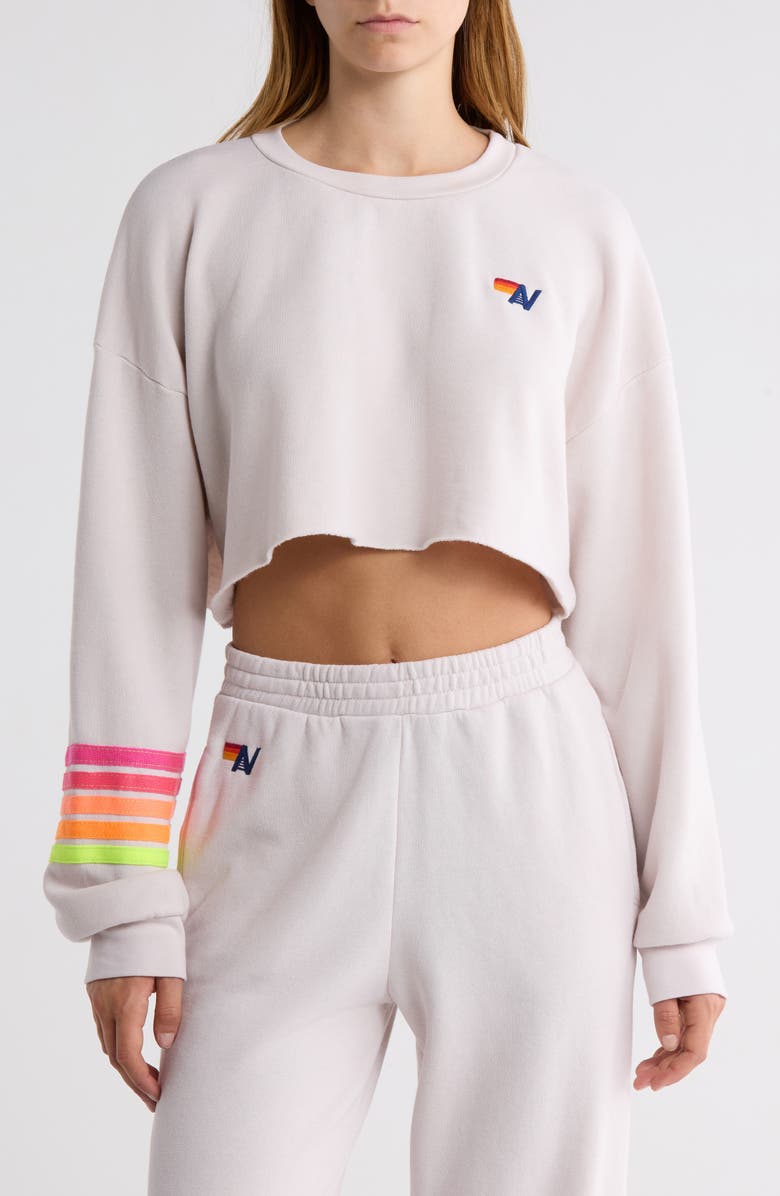 Aviator Nation Rugby Stitch Crop Sweatshirt, Main, color, 