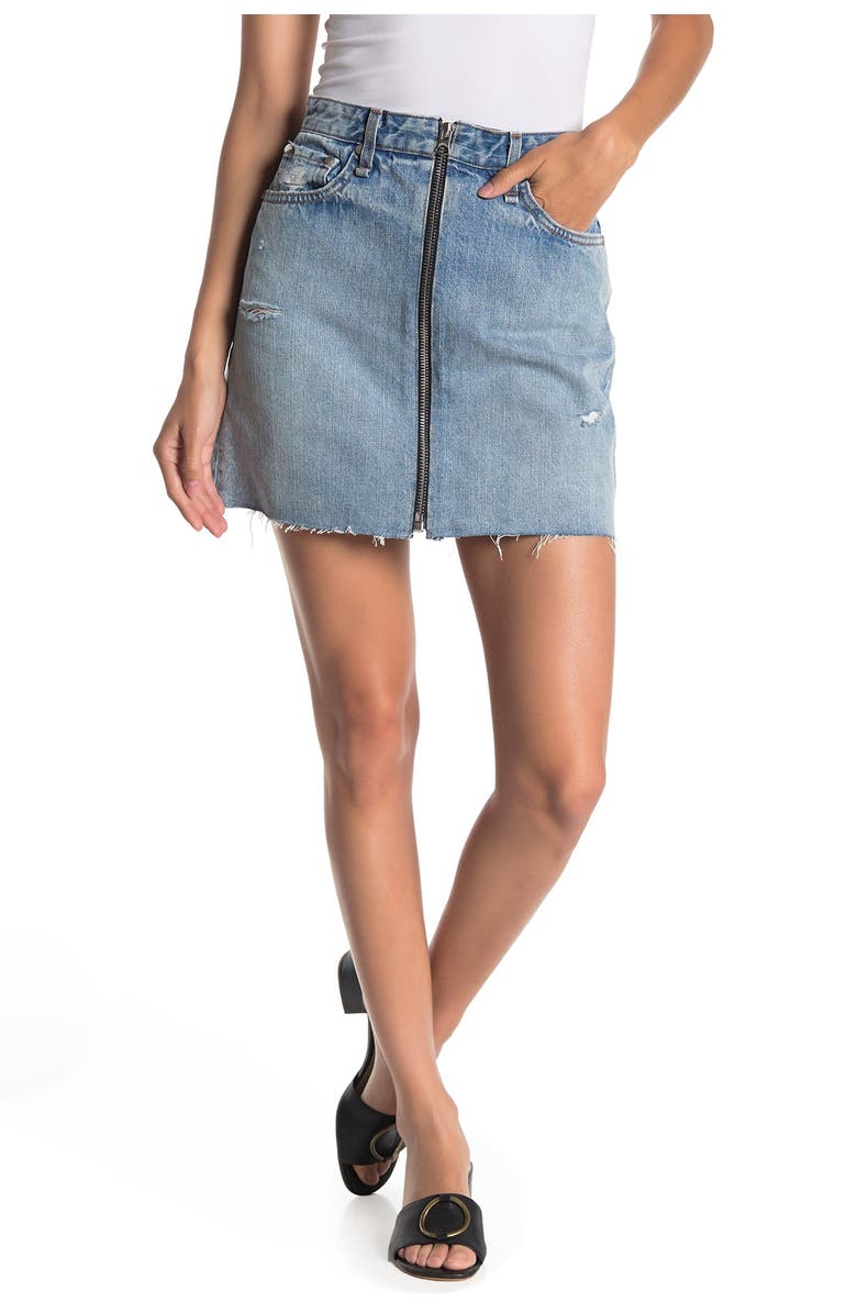 rag & bone Anna Zip Denim Mini Skirt, Alternate, color, 