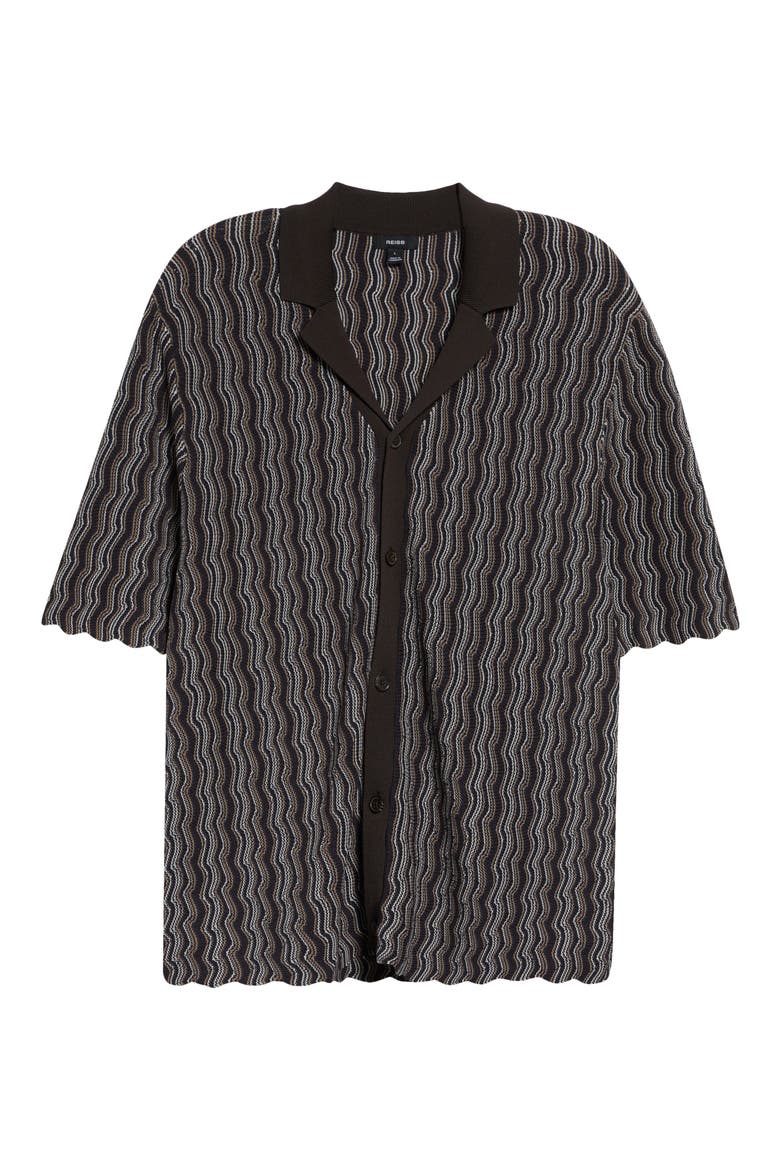 Drake Button-Up Knit Stripe Shirt, Main, color, BROWN