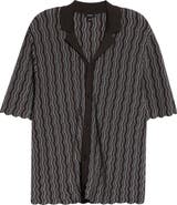 Reiss Drake Button-Up Knit Stripe Shirt