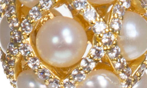 Cz By Kenneth Jay Lane Cubic Zirconia & Freshwater Pearl Orb Drop Earrings In Gold