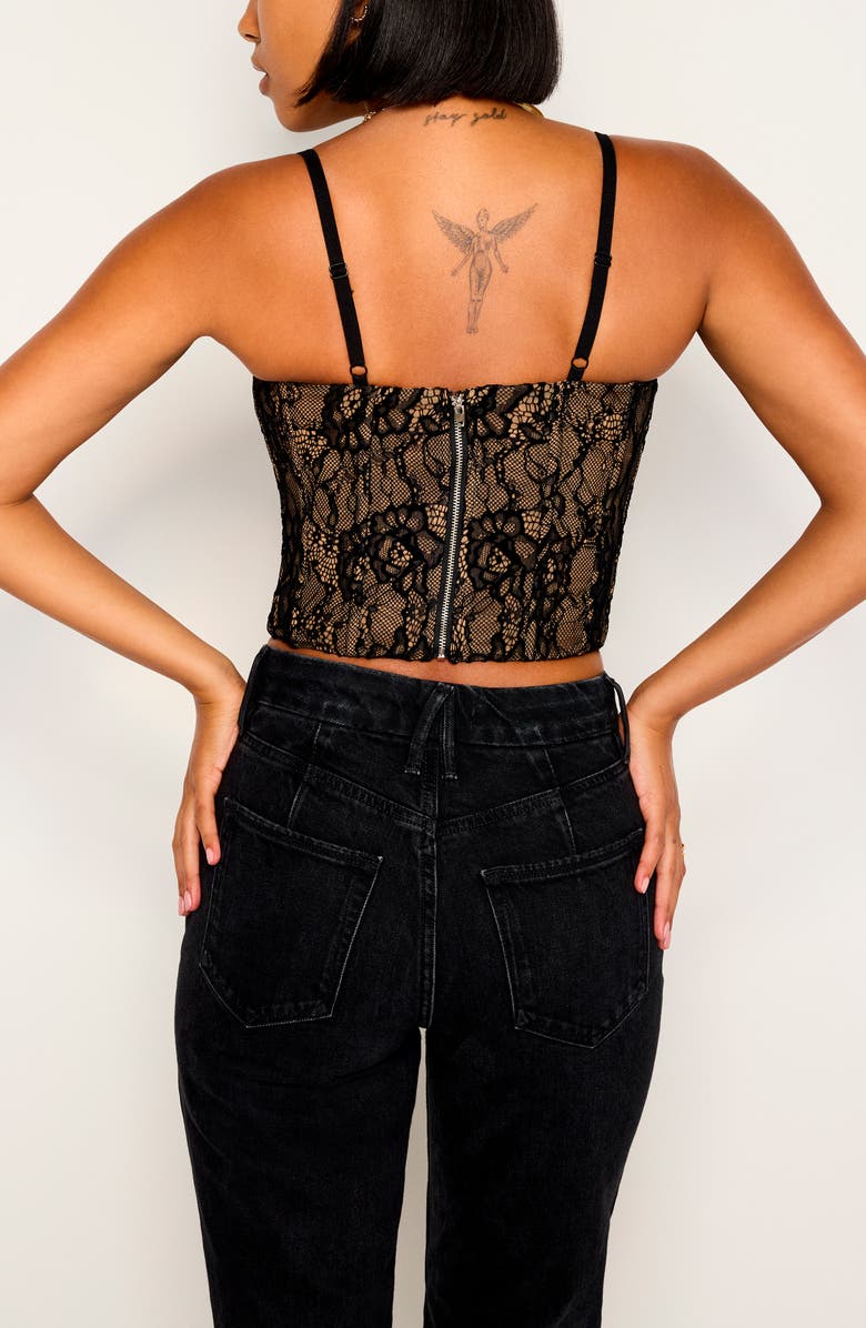 Good American Lace Underwire Bustier Top, Alternate, color, Black001