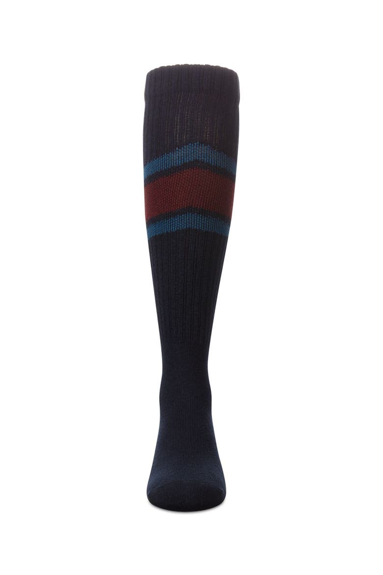 Chevron V Knee High Socks, Alternate, color, Navy