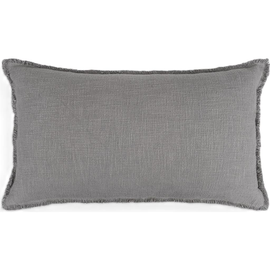 Naki & Ssam Organic Chic Solid Lumbar Pillow Cover with Frayed Edges in Shade Gray  product