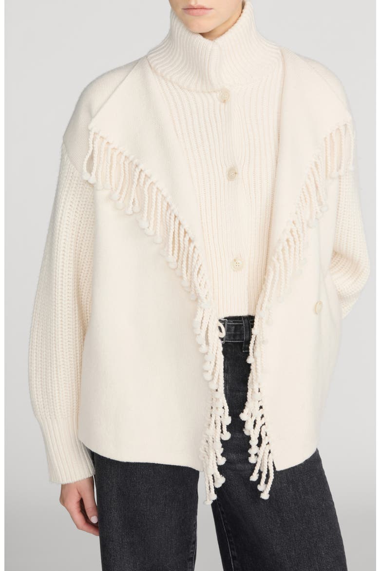 The Cropped Jacquard Coat, Main, color, ECRU