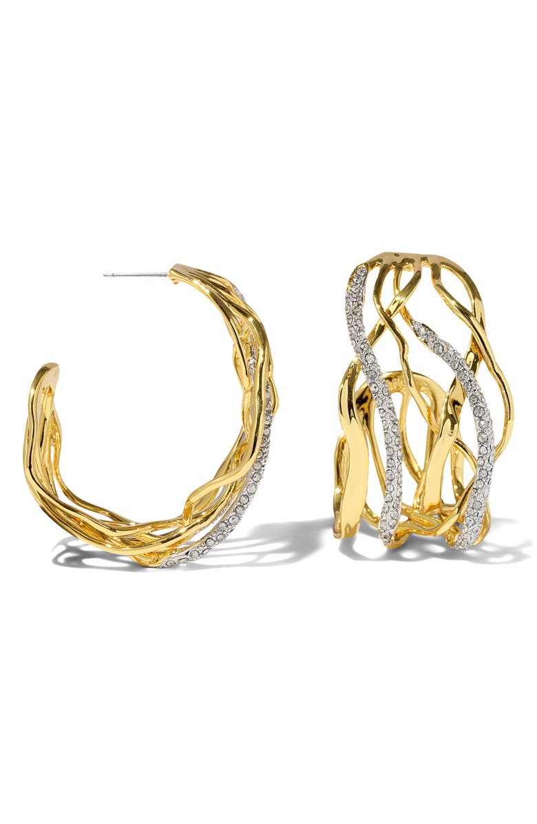 Alexis Bittar Solanales Crystal Pavé Woven Hoop Earrings, Alternate, color, Crystals