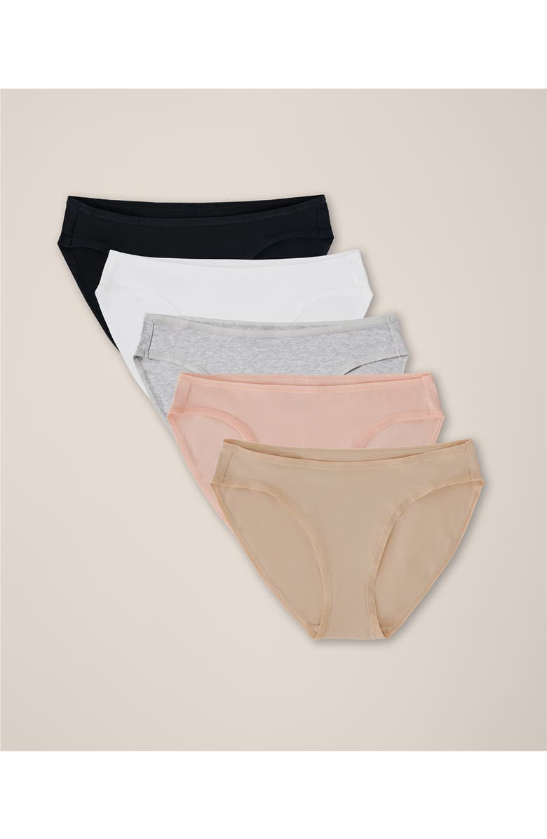 Pact Everyday Classic Fit Bikini 5-Pack, Alternate, color, Black