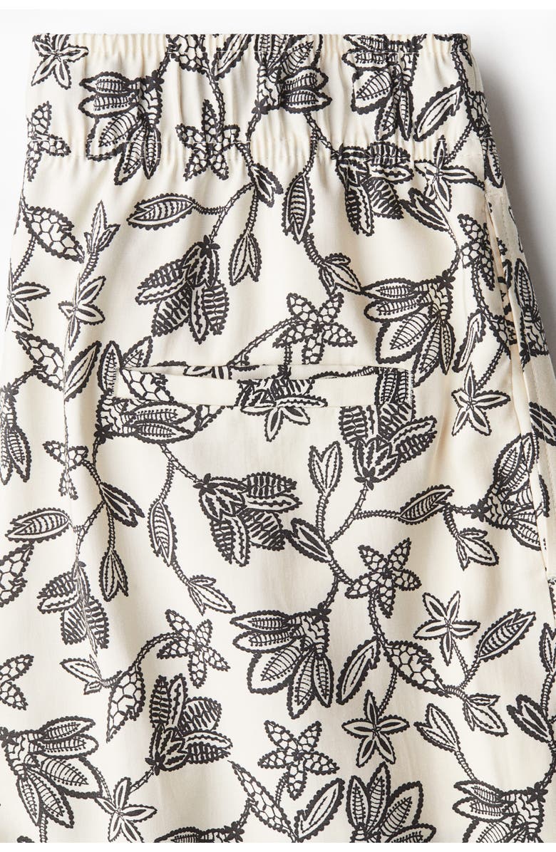 H&M Wide Tie-belt Trousers, Alternate, color, Cream/Floral