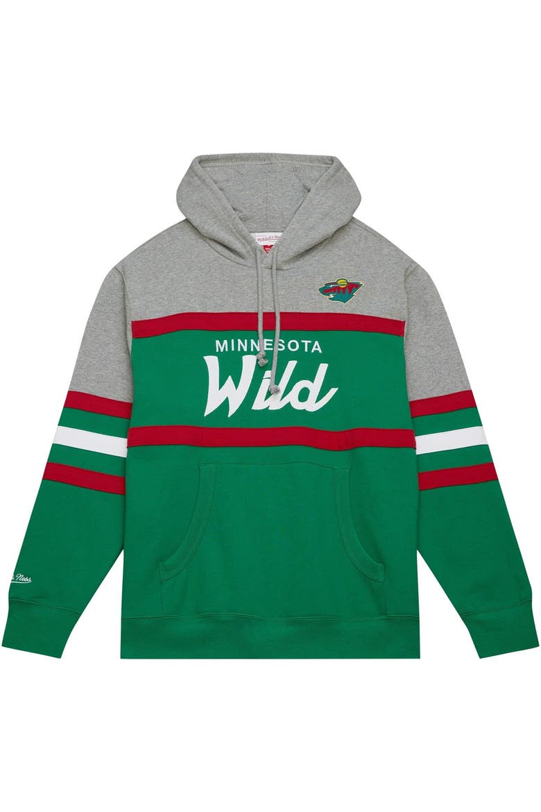 Men's Mitchell & Ness Green/Gray Minnesota Wild Head Coach Pullover Hoodie, Alternate, color, Green