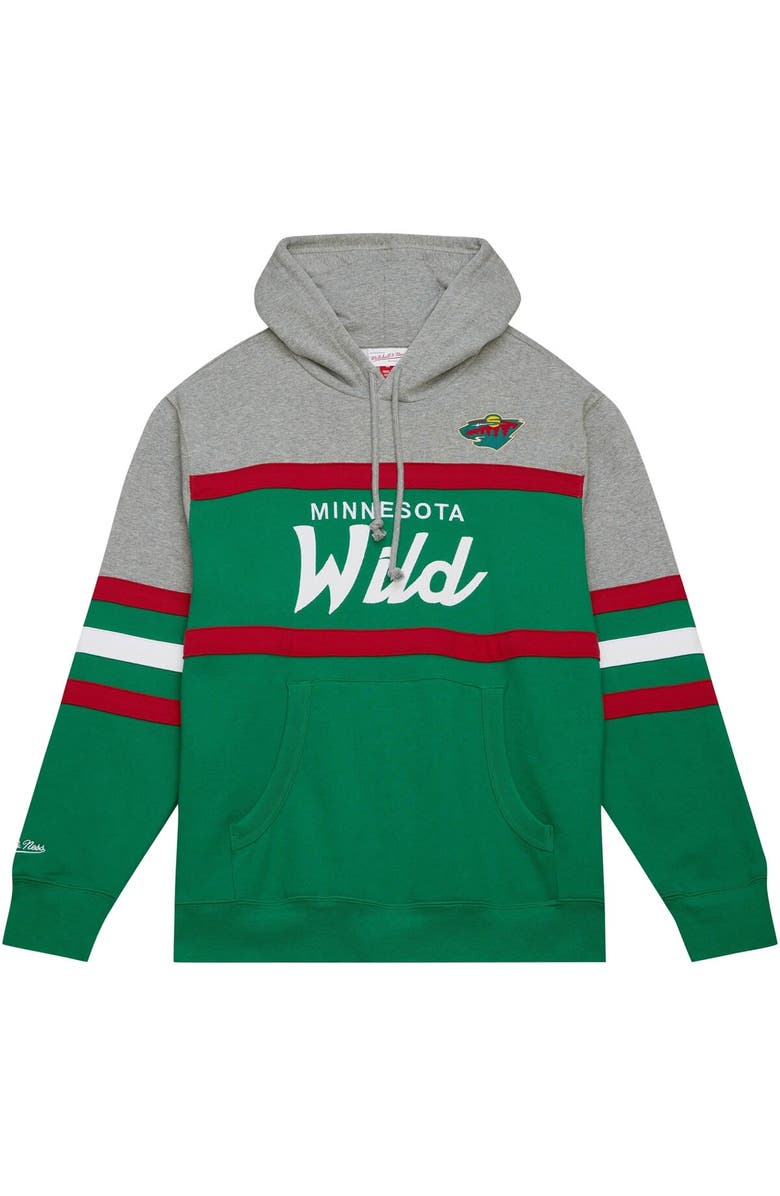 Mitchell & Ness Men's Mitchell & Ness Green/Gray Minnesota Wild Head Coach Pullover Hoodie, Alternate, color, Green