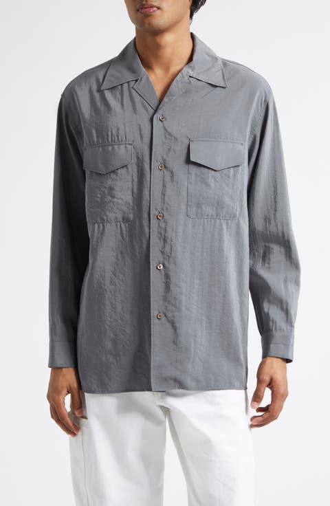 Dry Silk Blend Button-Up Shirt