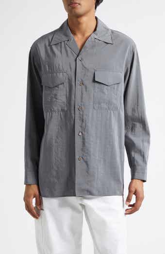 Dry Silk Blend Button-Up Shirt