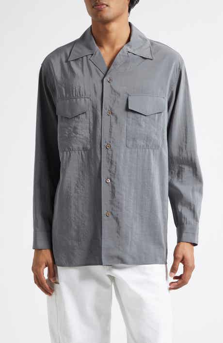 Dry Silk Blend Button-Up Shirt