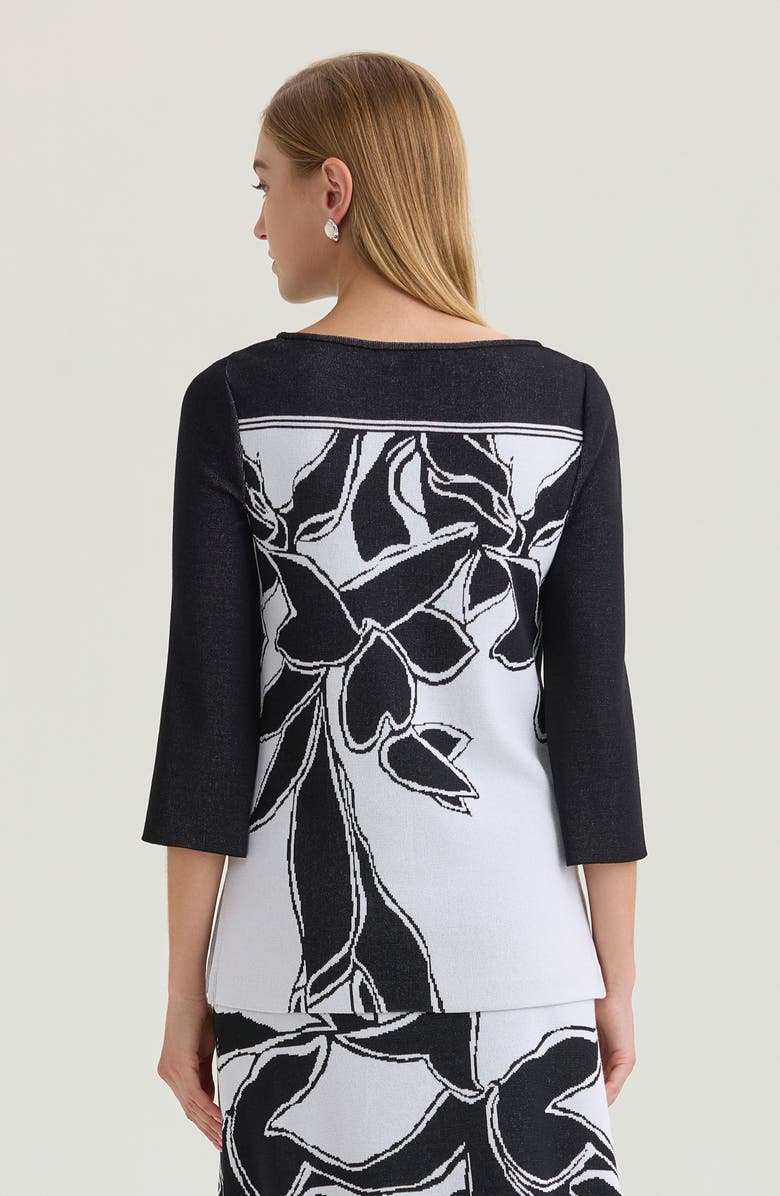 Ming Wang Floral Jacquard Soft Knit Tunic, Alternate, color, Black/White