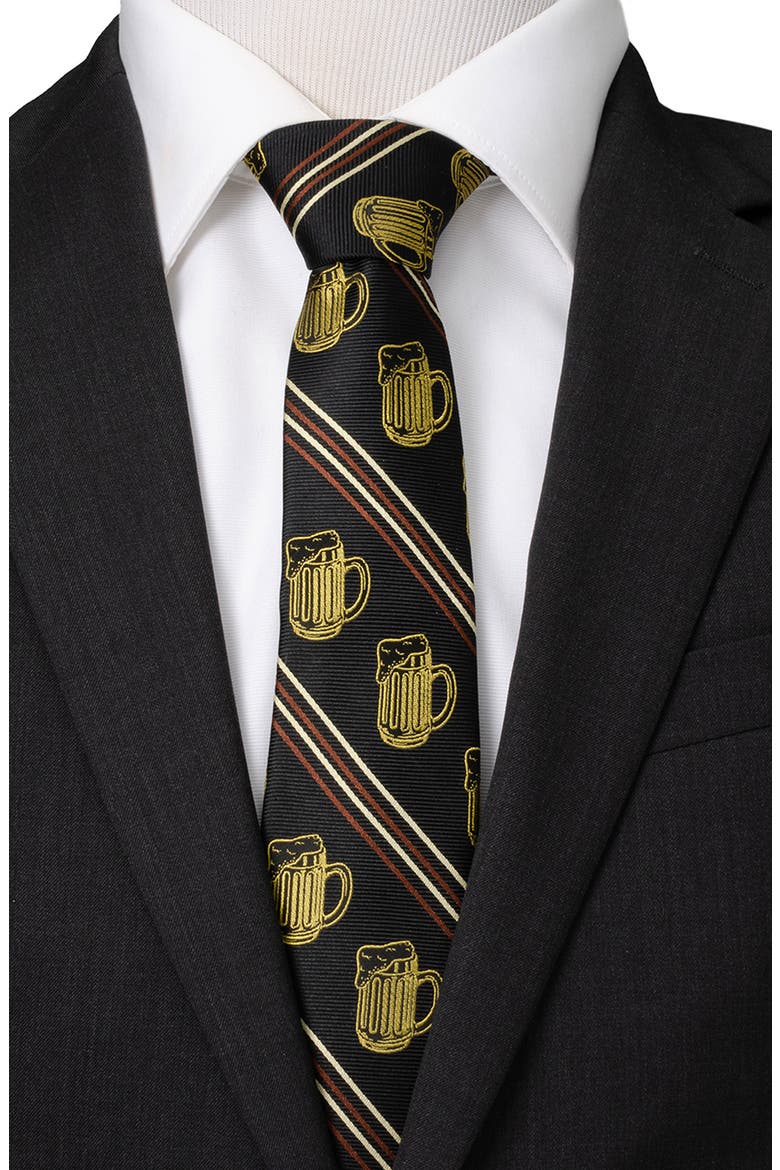 Beer Fan Cuff Links, Tie & Pocket Square Set, Alternate, color, BLACK
