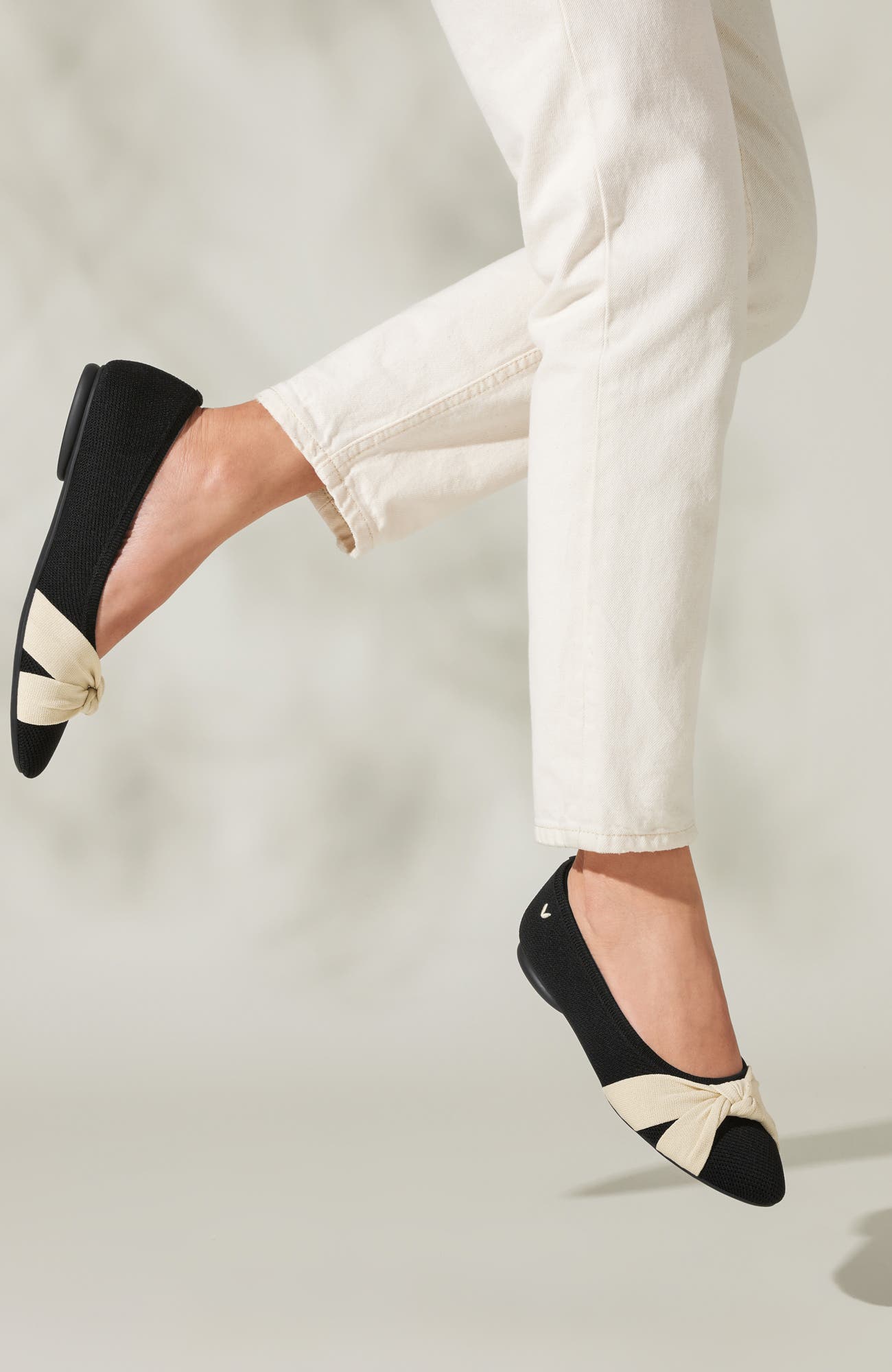 VIVAIA Almond-Toe Knotted Flats, Alternate, color, Black