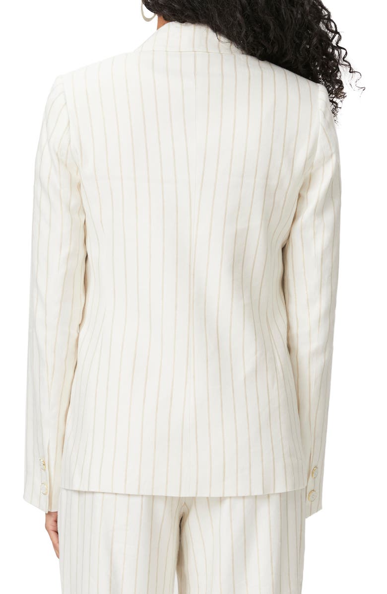 PAIGE Rosette Stripe Double Breasted Linen Blend Blazer, Alternate, color, Aftglo/Gld