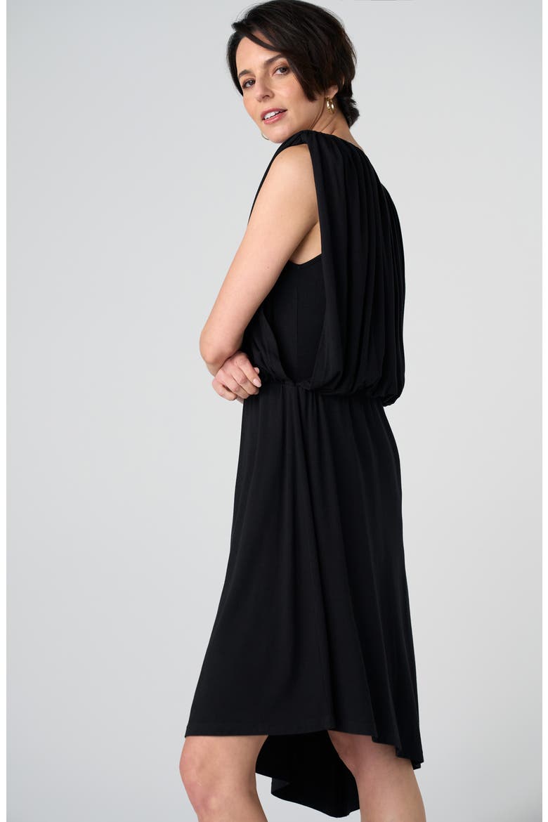 Asymmetrical Hem Sleeveless Knit Dress, Alternate, color, BLACK