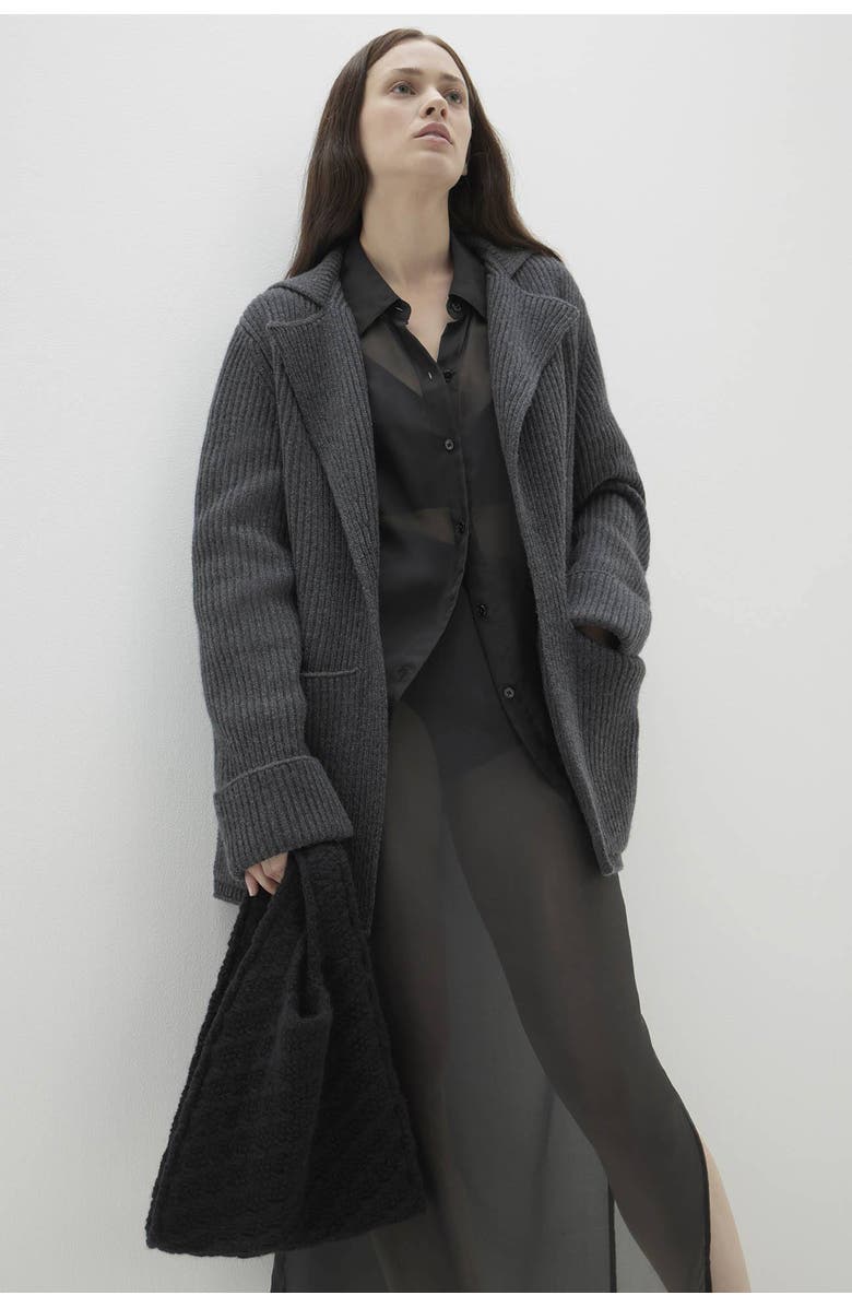 NAKED CASHMERE Zena Ribbed Cashmere Cardigan, Alternate, color, Charcoal