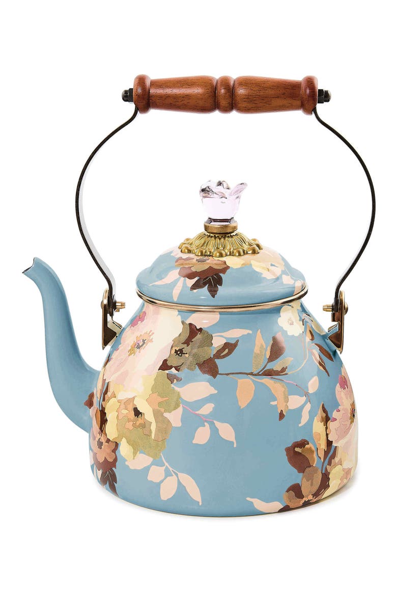 Wild Rose Slate 2-Quart Tea Kettle, Main, color, BLUE