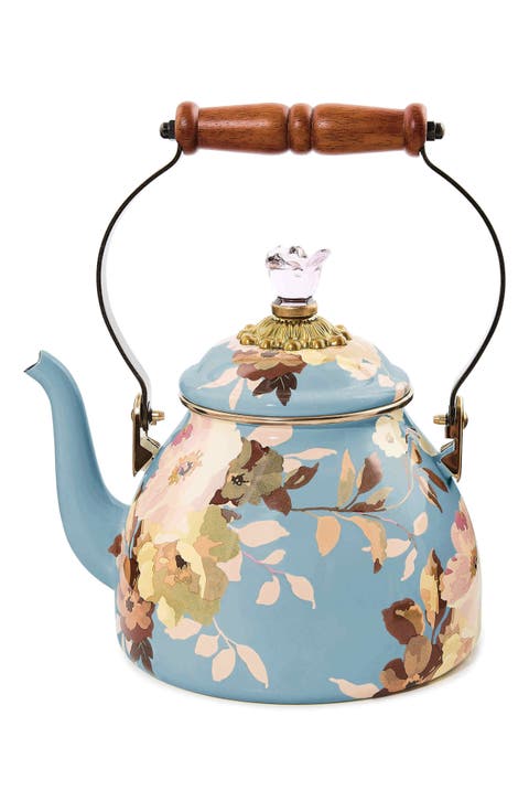 Wild Rose Slate 2-Quart Tea Kettle